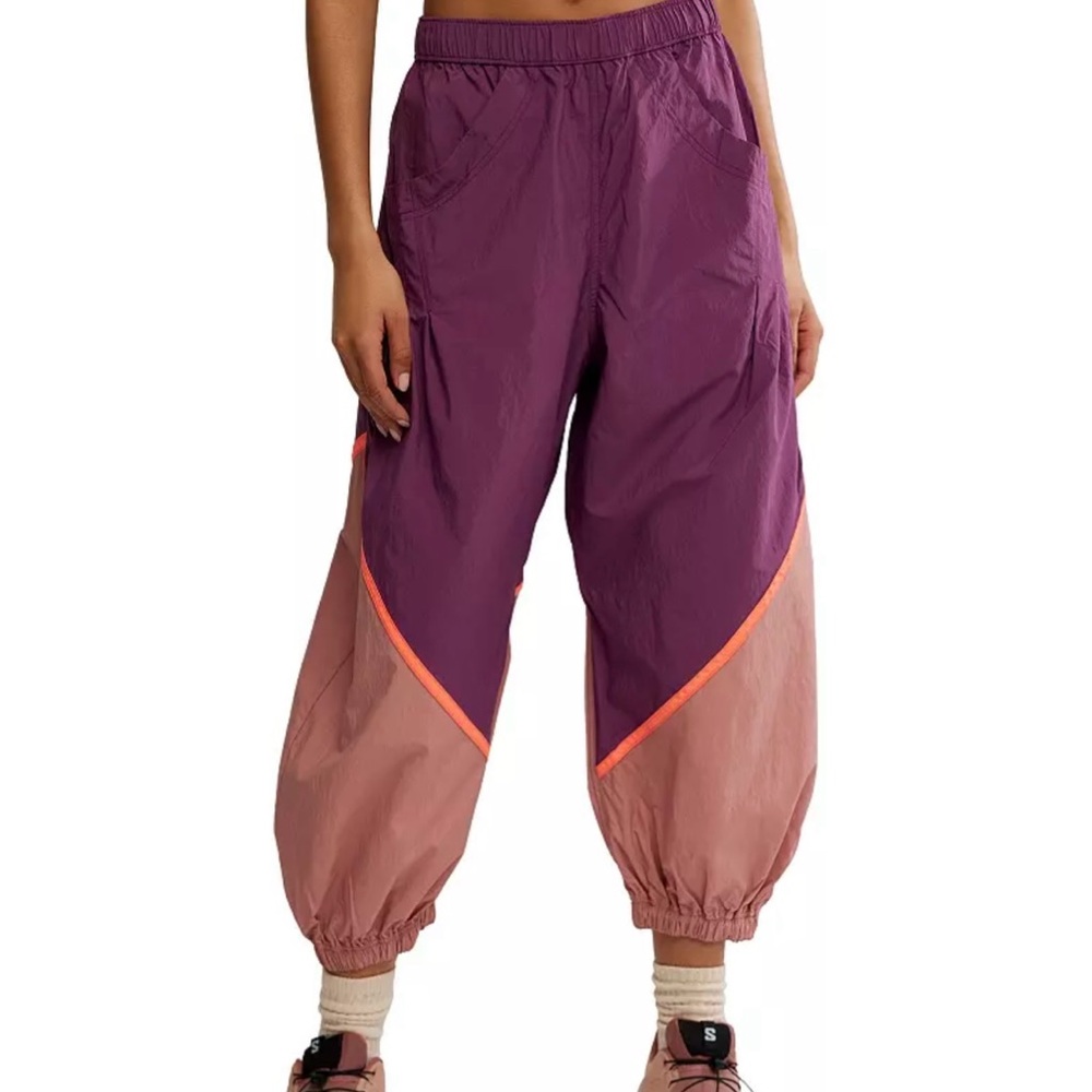 Free People Purple and Pink Track Pants